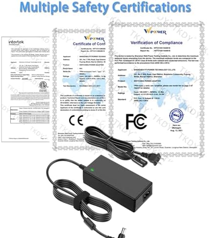 Power Up Your Devices with the TKDY 19 V 3.42 A Universal Power Supply Adapter – Versatile AC to DC Charger for Laptops, Monitors, and Speakers – 100-240 V Input, Safe & Reliable with Multiple Connectors – Ideal for Acer, Toshiba, LG, Samsung, and JBL Electronics – 65 W Maximum Output, Short Circuit & Overload Protection Included