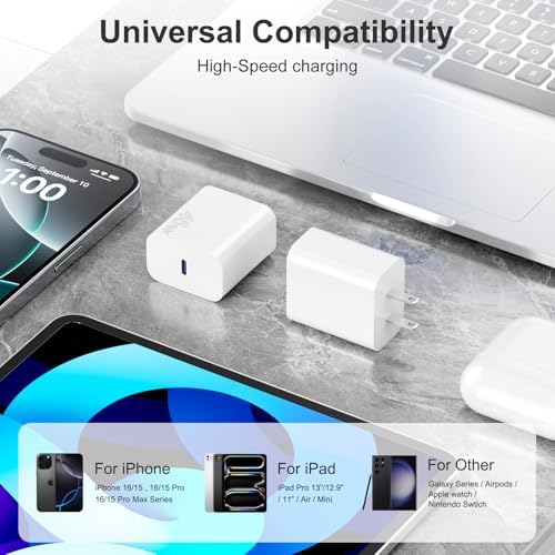 Unleash Speed with the 45 W i-Phone 16 Pro Max Fast Charging Wall Charger – Complete with 10 FT USB C Cable for Enhanced Connectivity and Versatile Compatibility with i-Phone 16 Series, 15 Series, and Android Devices – Experience Rapid Power Delivery and Superior Durability for Home, Office, or Travel Use