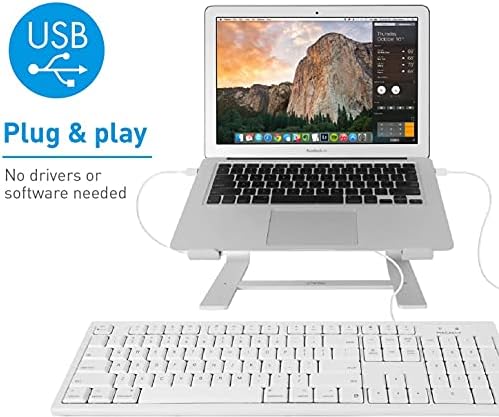 Macally Wired Full-Size Keyboard for All Macs – USB-Compatible, Spill-Proof Design with Number Pad & 16 Apple Shortcuts – Boost Your Productivity in Style!