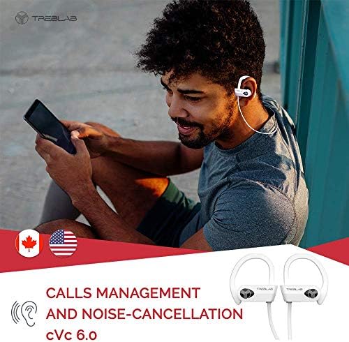 TREBLAB XR500 Waterproof Bluetooth Earbuds – Noise Cancelling Sport Headphones for Running and Workouts, Secure Fit, IPX7 Rated, Wireless Connectivity, Built-In Mic for Hands-Free Calls, Compatible with All Devices