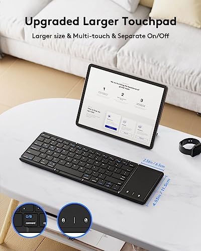 Samsers Portable Foldable Bluetooth Keyboard with Touchpad – Multi-Device Wireless Travel Companion for i OS, Android, Windows & Mac OS – Effortless Workflow with Bluetooth 5.1 and Long Battery Life – Perfect for On-the-Go Professionals