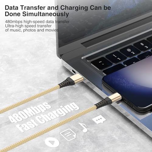 High-Speed Braided USB A to Type C Charger Cable Set – 5 Pack of 6 ft Fast Charging Cables for Samsung Galaxy S Series, Note Series, and Moto G Series – Durable Dark Gray Design for Maximum Flexibility and Compatibility