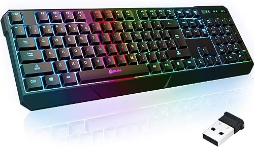KLIM Chroma RGB Wireless Gaming Keyboard – Ultimate Performance with Long-Lasting Rechargeable Battery, Quick Typing & Water-Resistant Design for PC, PS5, PS4 & Mac – Elevate Your Gameplay with Stunning Backlighting & Enhanced Compatibility