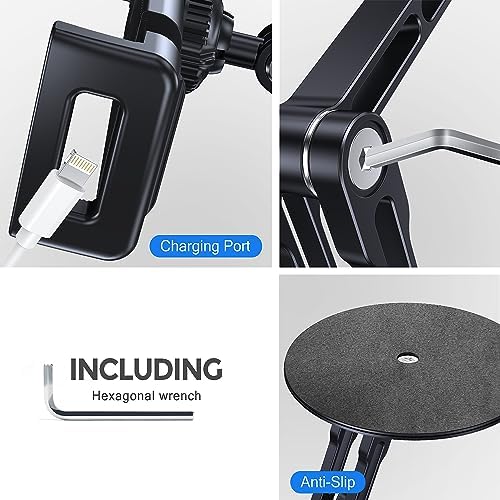 Premium Aluminum 360° Rotating Tablet Stand Holder for i Pad – Adjustable Height & Angle, Secure Non-Slip Base, Perfect for i Pad Air, Mini, Pro 11/13 & More – Ultimate Versatility for Work, Entertainment & Video Calls