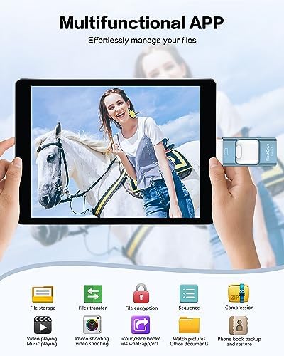 256 GB i Phone Photo Stick – High-Speed USB Flash Drive for Effortless Data Transfer & External Storage for i Phone/i Pad/PC (Sleek Blue Design) – Expand Your Memory with Style and Reliability