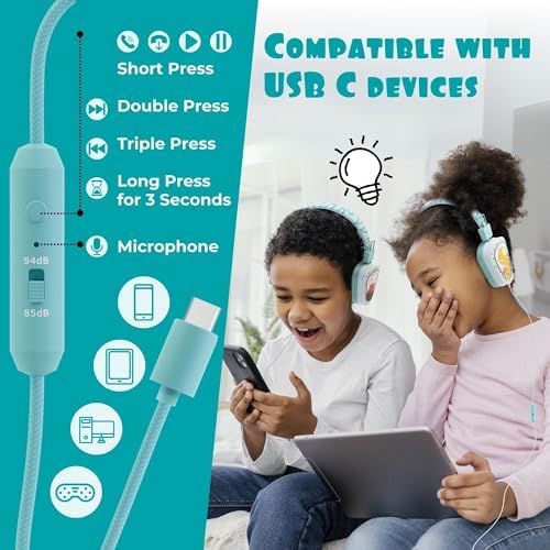 Kidrox Safe Sound Wired Toddler Headphones – Volume-Limited 85 d B Child-Friendly Headset for Ages 1-7 | Lightweight, Durable Design Perfect for Travel on Airplanes and Cars | Comfortable Fit for Tablets, i Pads, and More – Ensuring Safe Listening and Ultimate Entertainment Enjoyment