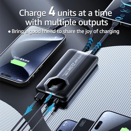 High-Capacity 20000 m Ah Power Bank with PD 22.5 W Fast Charging – Multi-Device Portable Charger Featuring 4 Output Ports & Quick Charge 3.0 Technology for i Phone, Android & More – Sleek Space Grey Design for On-the-Go Power Solutions