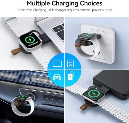 Portable Magnetic Wireless Charger for Apple Watch – Fast Charging i Watch Accessory for Ultra, Series 1-9, and SE – Travel-Friendly Cordless Design for Ultimate Convenience and Durability