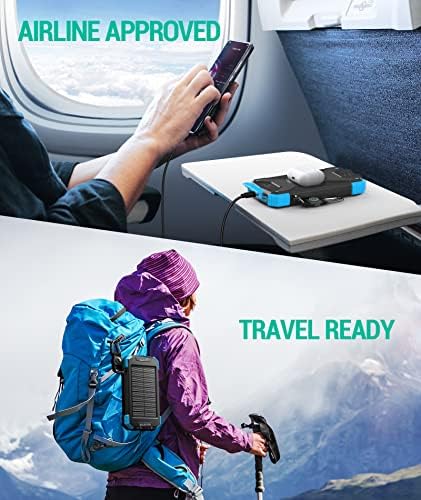 Ultimate BLAVOR Solar Charger Power Bank – 10,000 m Ah Portable Wireless Battery Pack with 20 W Fast Charging, USB-C Compatibility, Solar Panel for Sustainable Energy, and Dual Flashlight for Outdoor Adventures – Essential Gear for Campers and Hikers