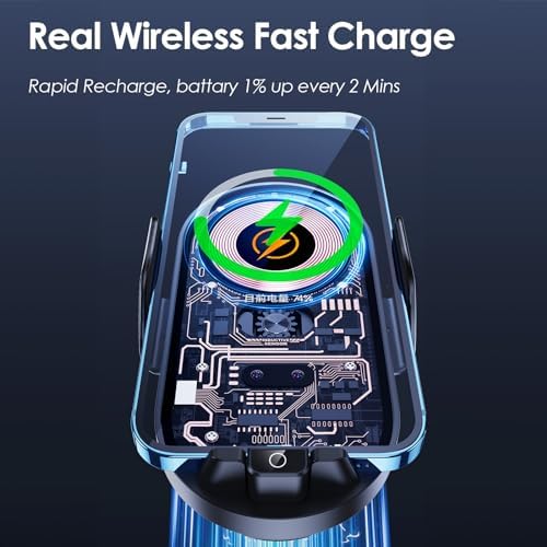 Smart Auto-Clamping Car Charger Mount for i Phone & Samsung – Fast Wireless/Wired Charging Holder for Enhanced Road Safety & Convenience – Versatile Compatibility with i Phone 15/14/13/12/11 & Galaxy S23/S22/S21/S20/S10+/S9+/Note 9 – Effortless Installation & Adjustable Viewing Angles