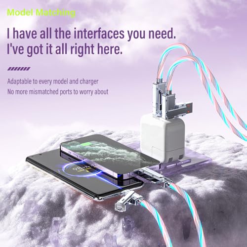 AYI 6-in-1 Universal Multi-Port Charger: Fast PD Charging Cable with USB A/Type C, Lighted Current Indicator, and Enhanced Device Compatibility for Smartphones, Laptops, and Tablets – Compact, Durable, and Travel-Friendly Solution