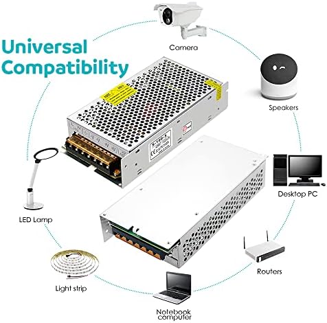 Aclorol 5 V 70 A Universal Power Supply – 350 W High-Efficiency AC to DC Transformer for LED Strips, CCTV Cameras, and Security Systems – Versatile Power Adapter with Rapid Switching Technology and Enhanced Compatibility for Optimal Device Performance