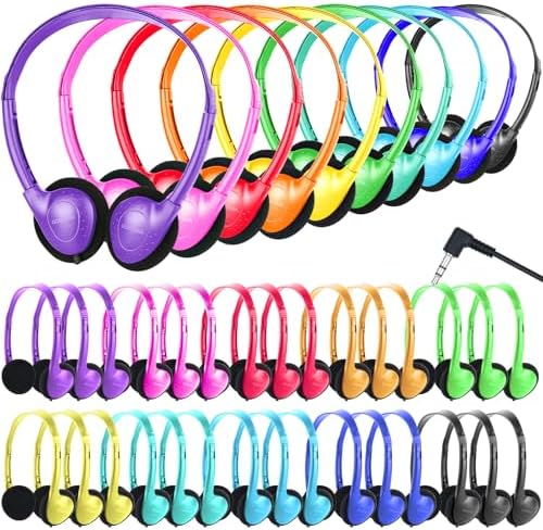 Classroom-Ready Wired On-Ear Headphones for Kids – 25-Pack with 3.5 mm Jack for Exceptional Sound Clarity – Ideal for Engaging Online Learning, Durable and Comfortable for All-Day Use in Educational Environments