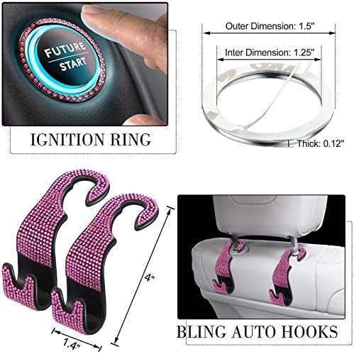 Transform Your Vehicle with Tallew’s 20-Piece Bling Car Accessories Set for Women – Stylish Rhinestone Car Decor, Hands-Free Phone Holder, Rapid Dual USB Charger, Practical Glasses Holders, Chic Pink Interior Essentials for Glamorous Driving Experience