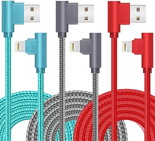 Revolutionary 90-Degree Right Angle Lightning Cable – 6 FT Nylon Braided Fast Charging Cord for i Phone 14/13/12/12 Pro/11/11 Pro/XS Max/XR/X/8/8 Plus/7/7 Plus/6 – Enhanced Comfort, Durability, and Quick Power-Up Solution for Gaming and Streaming Enthusiasts