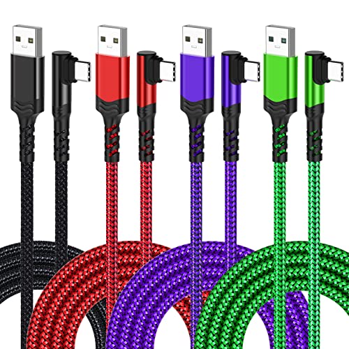 10 ft Right Angle USB C Cable 5-Pack – Fast Charging Nylon Braided Charger for Samsung Galaxy S25, S24, S23, A16, A15 & Google Pixel 9, 8 – Superior Durability and Comfort for Gaming and Daily Use – Enhanced Compatibility for All Type C Devices