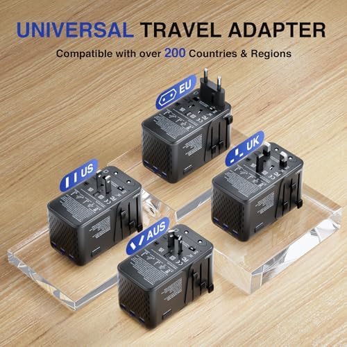 Compact 220 V to 110 V Power Converter with 4-Port USB Charging Hub – Essential Multi-Region Travel Adapter for Seamless Global Connectivity – Lightweight and Stylish White Design for US, UK, EU, and AU Travelers – Enhanced Safety Features for Device Protection