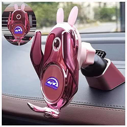 Chic Red Demon Wireless Car Charger Mount with Auto Clamping and Built-in Battery – Fast Charging for i Phone 14/13/12/11/X/SE & Samsung S22/S21/S20/Note Series – Stylish Dashboard and Vent Holder for Effortless Navigation and Convenience