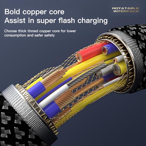 High-Speed Braided USB C to USB C Cable – 6 FT Right Angle Design for Efficient 60 W Fast Charging, Ideal for i Phone 16/15 Pro Max, Mac Book Pro, Samsung S25 Ultra – Ultimate Durability and Seamless Connectivity for Tech Enthusiasts