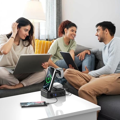 300 W High-Efficiency Charging Hub for Apple Devices – 10-in-1 Wireless Charger Dock with 65 W PD Fast Charging for i Phone, Mac Book, i Watch & Air Pods – Advanced Ga N III Technology, All-in-One Solution for Optimal Device Management and Clutter Reduction