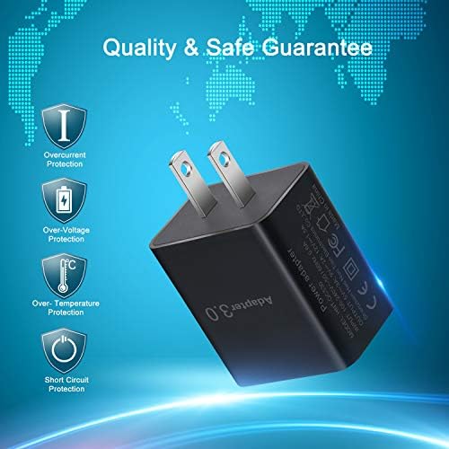 Ultra-Fast USB Charging Block 3.0 with 6 ft Braided Type C Cable – Dual Pack for Android & i Phone – Premium Compatibility for Samsung Galaxy S24/S23/S22 and i Phone 16/15 – Durable, Efficient Power Delivery for Home & Travel