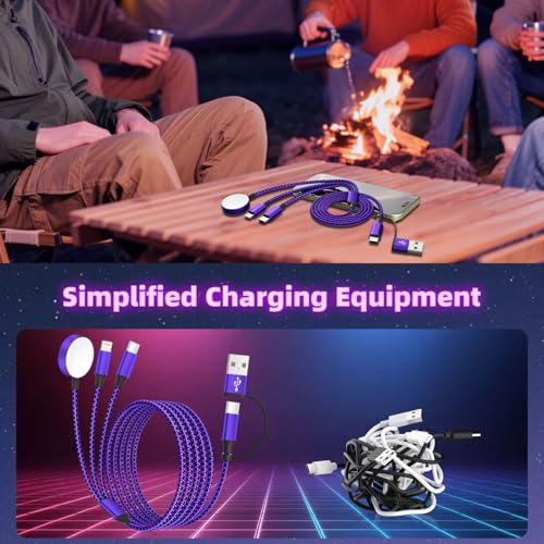 Travel Essentials 3-in-1 Charging Cable for Apple Watch & i Phone | Versatile 5 FT USB A/C to Type C Charger | Fast-Power Solution for Modern Travelers | Ultra-Lightweight & Portable Dual Compatibility | Convenient 2-Pack for Effortless Charging on the Go