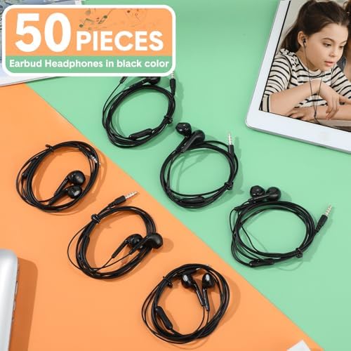 Xinnun 50-Pack Vibrant Multicolor Wired Earbud Headphones with Built-in Mic – Optimal Audio Solution for Students and Professionals, Perfect for Classrooms, Travel, and Leisure – Universal 3.5 mm Compatibility, Lightweight and Durable Design for Everyday Listening