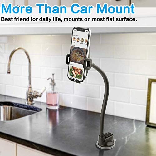 Ultimate 14-Inch Gooseneck Car Phone Mount Holder with Industrial-Strength Suction for Windshield Stability – Hands-Free Universal Cell Phone Holder Compatible with i Phones and Androids for Safe Navigation and Entertainment