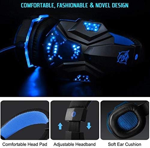 Immerse Yourself in Gaming with the Plextone PC780 RGB Headset – High-Definition Surround Sound for PC, Xbox, PS5 & More – Ergonomic Comfort with Adjustable Mic & Stunning LED Lights – Experience Deep Bass & Clarity for All-Day Play in Striking Black and Blue Design