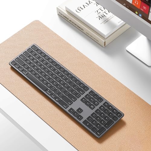 OMOTON Bluetooth Wireless Keyboard for Mac – Ergonomic Design with Numeric Keypad, Rechargeable Battery, Sleek Black & Grey Finish – Enhanced Compatibility for Mac Book Pro, Air, i Mac, Mac mini, and PC Users – Experience Unmatched Typing Speed and Comfort