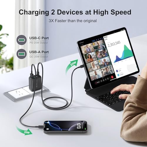 40 W USB-C Power Hub Duo: Versatile Fast Charging Station with 4 Ports for i Phone, i Pad, Air Pods & Apple Watch – Compact Travel Charger with Safety Features for Efficient Device Charging