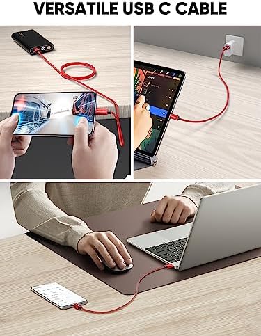 Compact USB C Cable Duo – 0.5 FT Braided Fast Charging Cables for Seamless Data Transfer | 3 A Power & 480 Mbps Speed | Ultimate Compatibility for Mac Book Air, Galaxy S22 Ultra, Stylus Pen, and More | Durable Design | Ideal for On-the-Go Connectivity