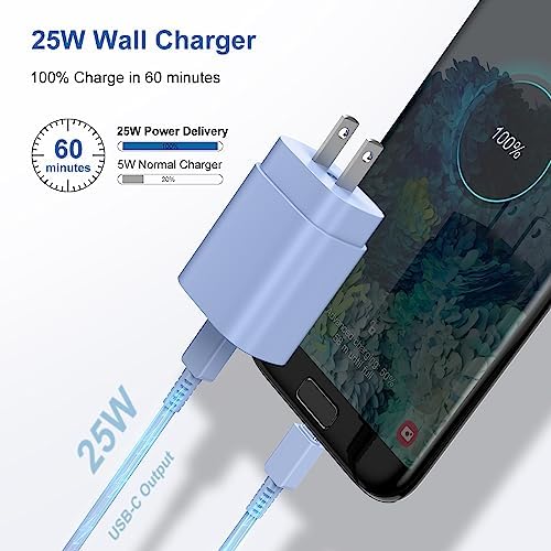 Ultra-Fast 25 W PD Type C Charger Duo with 6 ft USB-C Cables – Essential Charging Set for Android Galaxy S25, S24, S23, S22, S21, Note Series – Compact Design, Enhanced Safety Features, Ideal for Home & Travel