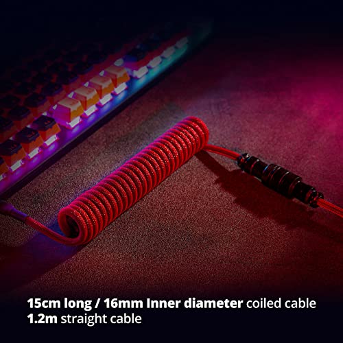GUNMJO Pro Custom Coiled USB C Cable for Gaming Keyboards – Premium Double-Sleeved Mechanical Keyboard Accessory with Detachable Metal Aviator, 1.5 m USB-C to USB-A in Sleek Carbon Black – Ultimate Speed, Durability, and Aesthetic Upgrade for Gamers