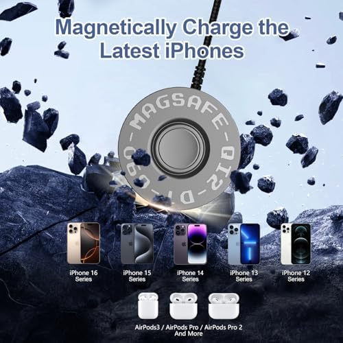 Advanced Qi2 Wireless Charger Pad – 15 W Ultra-Fast Wireless Charging for i Phone 16 Series with Military-Grade Magnetic Alignment (Includes 25 W PD Adapter) – Safe, Stable, and Efficient Charging Solution for i Phone 16/15/14/13/12 and Air Pods – Premium Aluminum Alloy Design with Enhanced Durability and Heat Dissipation – Effortless Snap-to-Charge Technology for Hassle-Free Usage – Upgraded Nylon Braided Cable for Longevity and Strength – 24-Month Warranty and Exceptional Customer Support Included