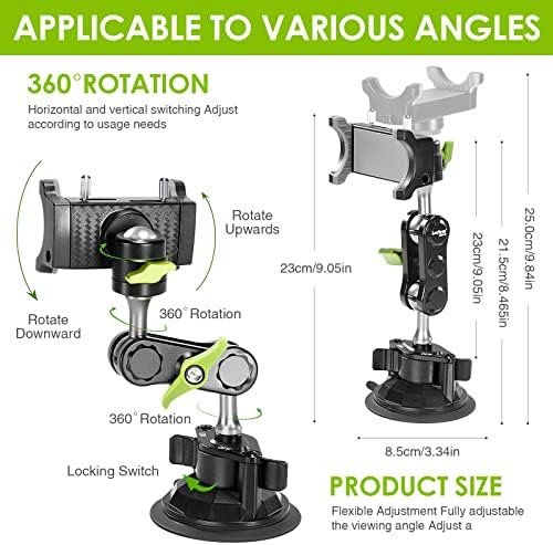 Universal 360° Rotating Suction Cup Phone Mount for Car – Adjustable Dashboard Holder for Enhanced Navigation & Safety (Black) – Optimized for All Smartphone Models