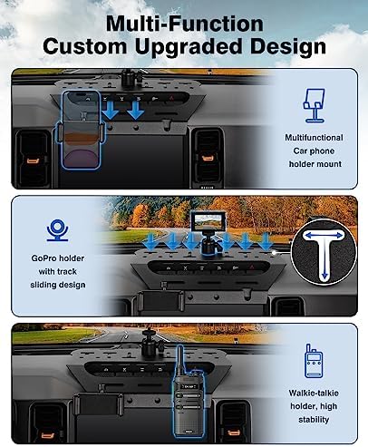 Revolutionize Your Driving with the Ultimate 3-in-1 Bronco Car Phone Holder Mount – Interphone & Go Pro Compatible with Picatinny Rail – 360° Adjustable Anti-Shake Design for 2021-2025 Bronco Models – Enhance Safety, Navigation, and Adventure Recording