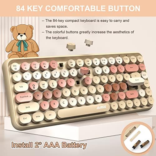 FELICON Retro Mini Wireless Bluetooth Keyboard – Portable 84-Key Typewriter Design for Android, i Pad, Windows & PC – Perfect Companion for Home & Office with Enhanced Compatibility and Rechargeable Battery