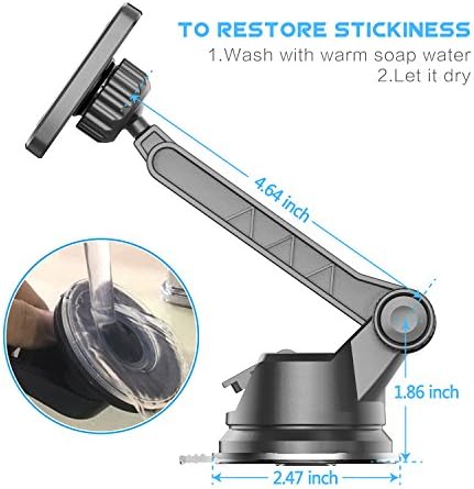 Wix Gear Universal Magnetic Dashboard & Windshield Mount – Adjustable Long Arm Phone Holder for Safe Hands-Free Driving, Enhanced Stability with New Rectangle Head Design, Compatible with All Smartphones & Tablets