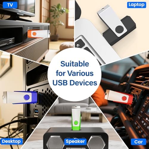 Wooolken 10-Pack 4 GB USB Flash Drives with Lanyards – Vibrant Swivel Memory Sticks for Effortless Data Storage and Backup, Ideal for Home and Office Use, USB 2.0 Compatibility for Quick File Transfers