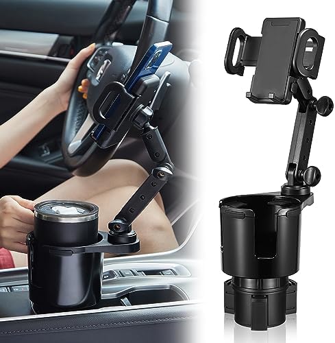 Universal 2-in-1 Cup Holder Phone Mount with Long Arm – 360° Rotatable Design for Hands-Free Use in Your Car, Compatible with All Smartphones – Enhanced Stability and Convenience for Safe Driving
