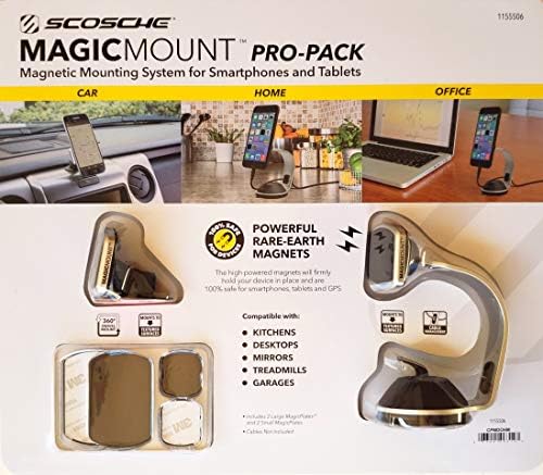 Universal Magnetic Mounting System for Smartphones & Tablets – SCOSCHE Magic Mount Pro-Pack | Secure, Versatile & Easy Install Car Accessory for Hands-Free Navigation & Calls