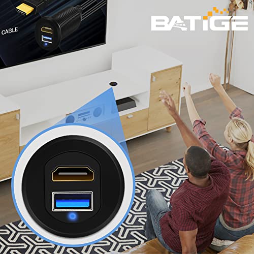 BATIGE Type C USB 3.0 Flush Mount Extension Cable – 3 ft Alloy Shell Car, Truck & Motorcycle Dashboard USB Port with LED Indicator for Enhanced Durability and Seamless Connectivity