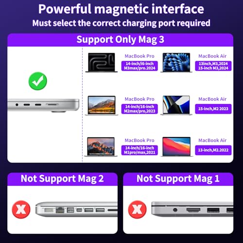 140W USB-C to Magnetic 3 Cable, 6.6FT Fast Charging for Mag-Safe 3 Cable,MacBook Air (15”/13” M4 2025, M3 2024, M2 2023, M2 2022), MacBook Pro (16″/14″ 2024/2023/2021),2M White – Enhanced Compatibility and Speed