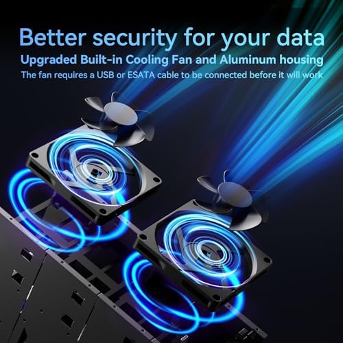Sleek Aluminum Dual Bay Hard Drive Enclosure with Cooling Fan for 2.5”/3.5” SATA HDD/SSD – Tool-Free USB A/C 3.0 External Storage, Hot-Swappable, Daisy Chain Expansion – Ultimate Data Solution for Professionals and Casual Users
