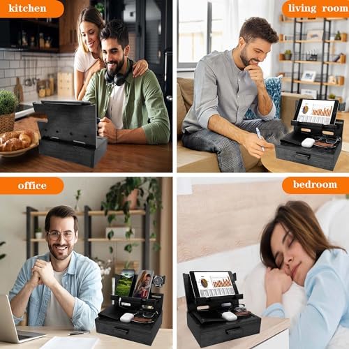 Gifts for Men Women Husband Son Boyfriend Him Nightstand Organizer Wood Phone Docking Station Birthday Gifts (Walnut) – Enhanced Compatibility and Speed