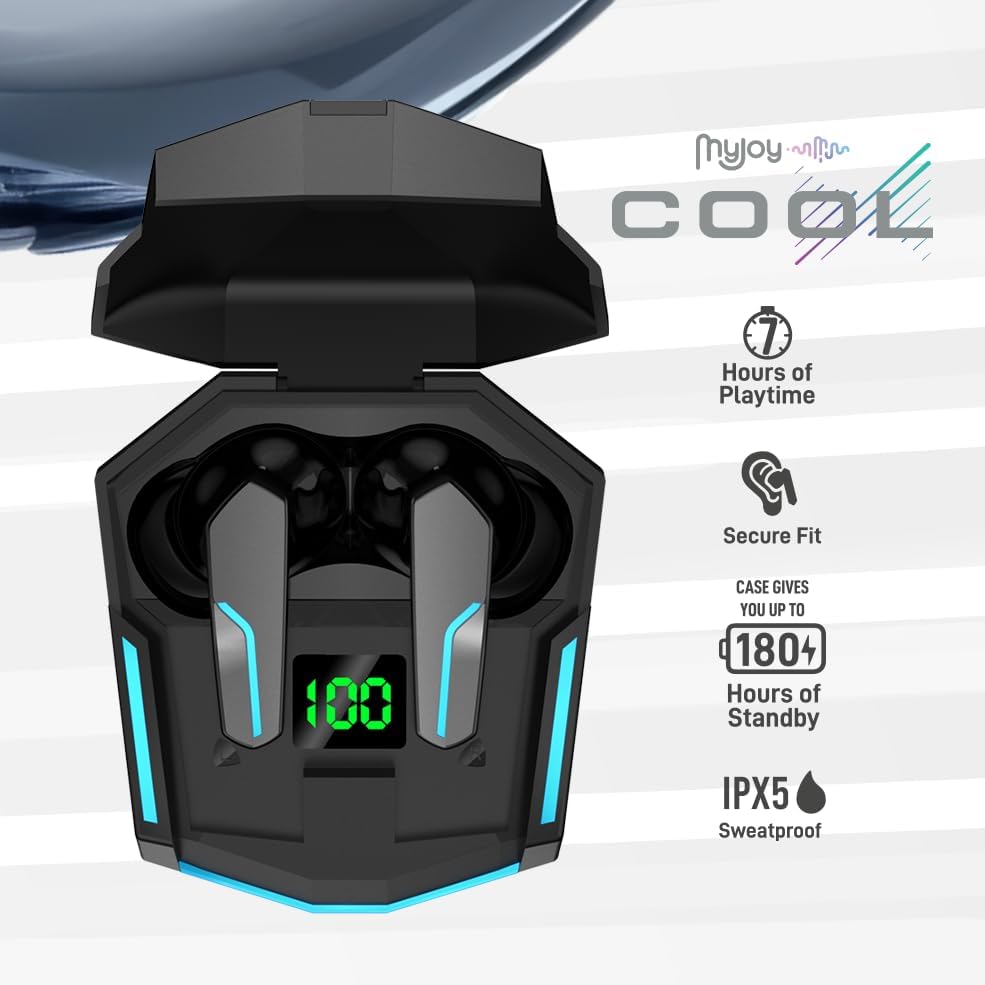 Revolutionize Your Gaming with My Joy Cool Wireless Earbuds – Premium Bluetooth Earphones Featuring Advanced Active Noise Cancelling, Ergonomic Comfort for Long Sessions, Enhanced Sound Quality, and Unmatched Battery Life in Sleek Black Design for Gamers Seeking the Ultimate Audio Experience