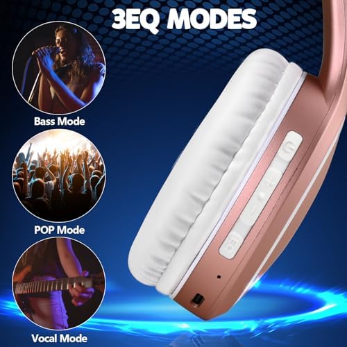 Ultimate 70-Hour Wireless Bluetooth Over-Ear Headphones – Immerse Yourself in Deep Bass with 3 Custom EQ Modes, Lightweight & Foldable Design for Maximum Portability, Integrated Microphone for Seamless Calls – Perfect for Music Lovers, Home Office, and On-the-Go Sound Quality