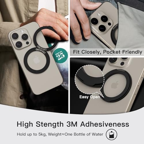 Advanced COOLQO 2-Pack 360° Rotating Phone Grip Ring Stand – Premium Magnetic Holders for Stress Relief & Enhanced Smartphone Stability – Universal Fit for All Devices – Elegant Silver Design for Car & Desk Use