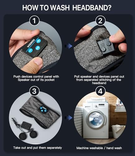 Transform Your Sleep and Workouts with Voerou Bluetooth Sleep Headband Headphones – Comfort-Driven Design, Superior HD Sound, Perfect for Insomnia Relief, Yoga, and Travel, Adjustable Fit with Long-Lasting Battery Life for Seamless Audio Enjoyment